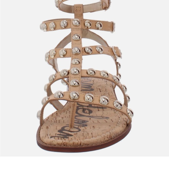 Pre-owned Eavan Womens Leather Embellished T-Strap Sandals - Picture 5 of 8